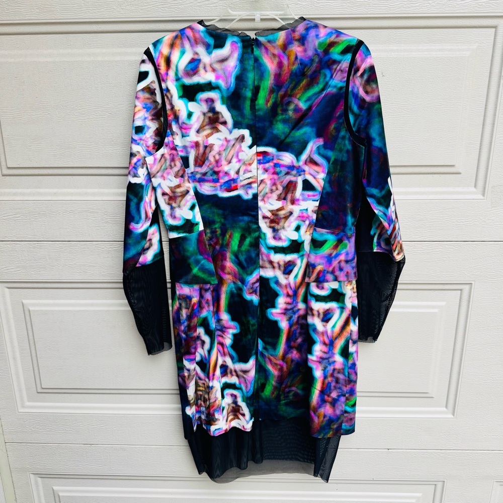 Milly Black and Purple Floral Long Sleeve Dress - Picture 10 of 11